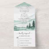 Berg Rustic Waterverf Greenery All In One Uitnodiging (Binnen)