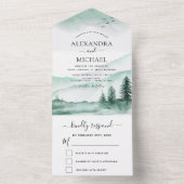 Berg Rustic Waterverf Greenery RSVP All In One Uitnodiging (Binnen)