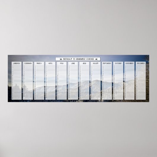 Berg Sneeuw Panorama Reuze Verjaardagskalender Poster (Voorkant)