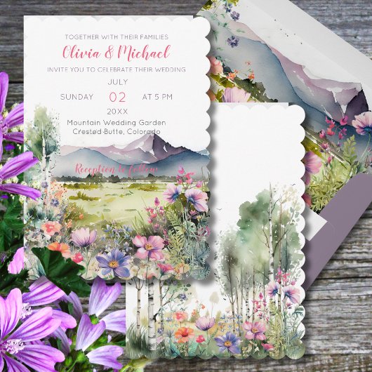 Berg Thym Wildbloem Bruiloft Uitnodiging