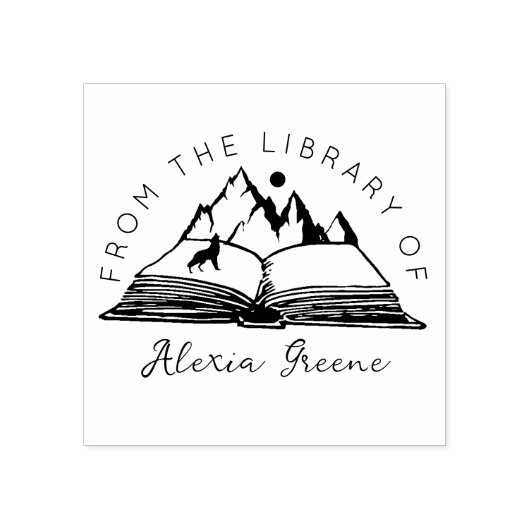 Berg uit de bibliotheek van, aangepaste boek rubberstempel (Afrduk)
