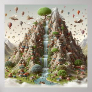 Berg van boeken poster