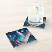 Berg van Crystal Fantasy Landscape Glass Coaste Glazen Onderzetter (Schuin)