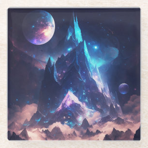 Berg van het landschap Crystal Fantasy Glazen Onderzetter