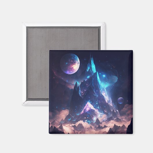 Berg van het landschap Crystal Fantasy Magneet (Voorkant / Achterkant)