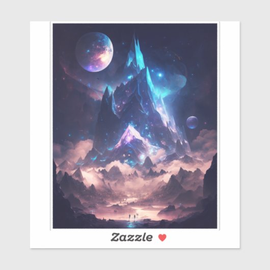 Berg van het landschap Crystal Fantasy Sticker (Vel)