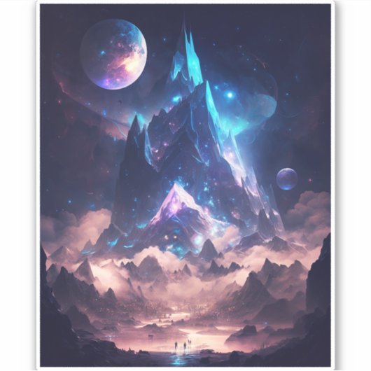 Berg van het landschap Crystal Fantasy Sticker (Voorkant)