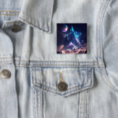 Berg van het landschap Crystal Fantasy Vierkante Button 5,1 Cm (In situ)