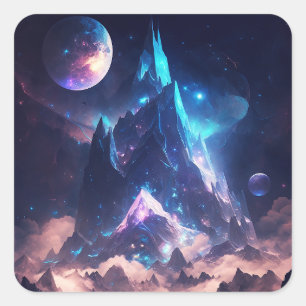 Berg van het landschap Crystal Fantasy Vierkante Sticker