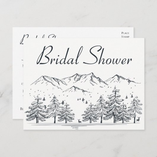 Berg Vrijgezellenfeest Natuur Bomen Landelijk Rust Uitnodiging Briefkaart (Voorkant / Achterkant)