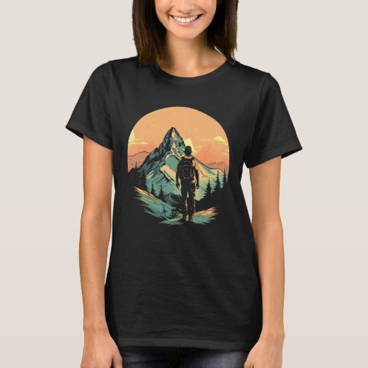 Berg Wandelen Avontuur zonsondergang T-shirt (Voorkant)
