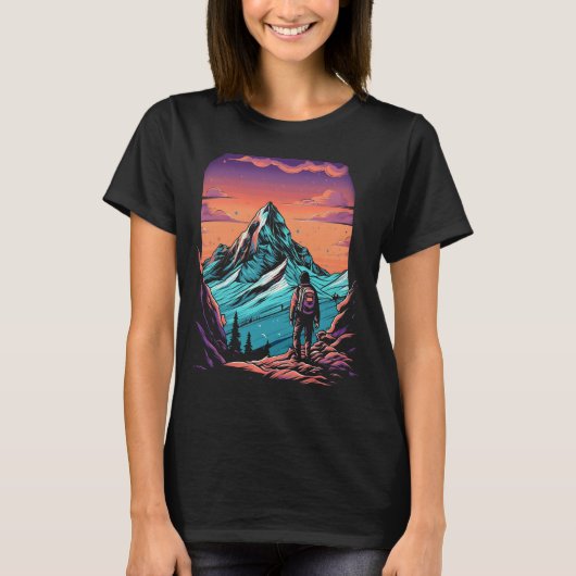 Berg Wandelen Zonsondergang T-shirt (Voorkant)
