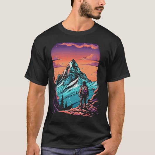 Berg Wandelen Zonsondergang T-shirt (Voorkant)