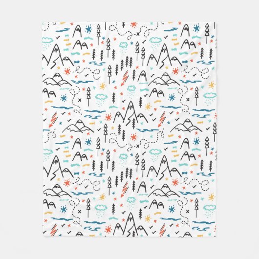 Berg Wandelpatroon Fleece Deken (Voorkant)