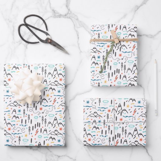 Berg Wandelpatroon Inpakpapier Vel (Voorkant)