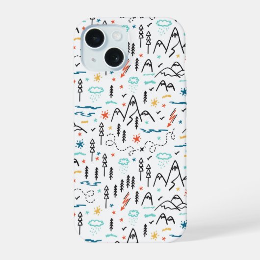Berg Wandelpatroon iPhone 15 Case (Achterkant)