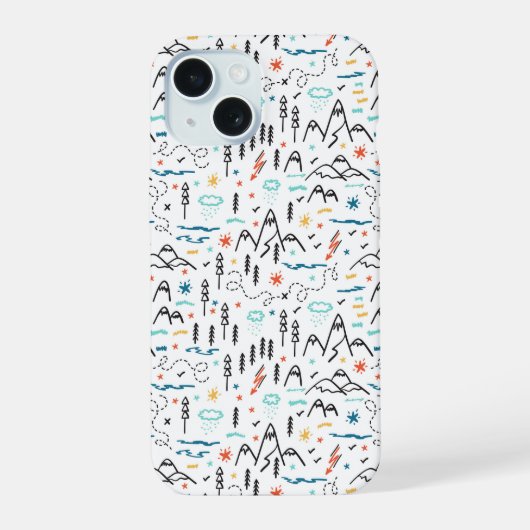 Berg Wandelpatroon iPhone 15 Case (Achterkant)