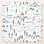 Berg Wandelpatroon Kartonnen Onderzetters (Voorkant)