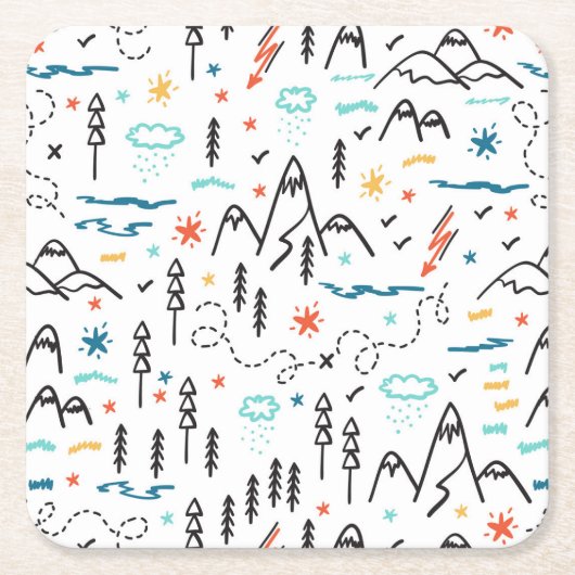 Berg Wandelpatroon Kartonnen Onderzetters (Voorkant)