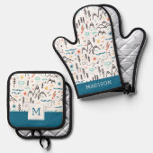 Berg Wandelpatroon Ovenwant & Pannenlap Set (Voorkant / Achterkant)