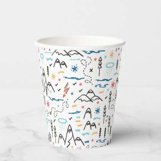 Berg Wandelpatroon Papieren Bekers (Voorkant)