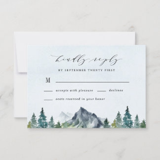 Berg Watercolor Elegante Rustieke Thema Trouwfeest RSVP Kaartje