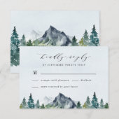 Berg Watercolor Elegante Rustieke Thema Trouwfeest RSVP Kaartje (Voorkant / Achterkant)