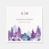 Berg Waterverf Elegant Mauve chique bruiloft Servet (Voorkant)