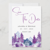 Berg Waterverf Elegant Rustiek Mauve Save The Date (Voorkant)
