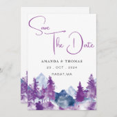 Berg Waterverf Elegant Rustiek Mauve Save The Date (Voorkant / Achterkant)