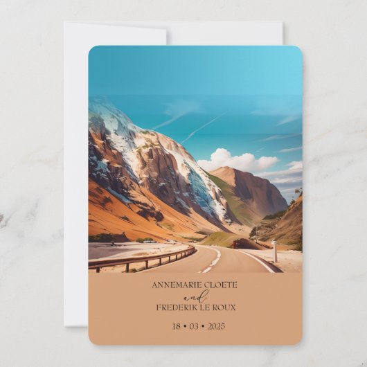 Berg Waterverf Evergreen Rustieke Bruiloft Kaart (Achterkant)