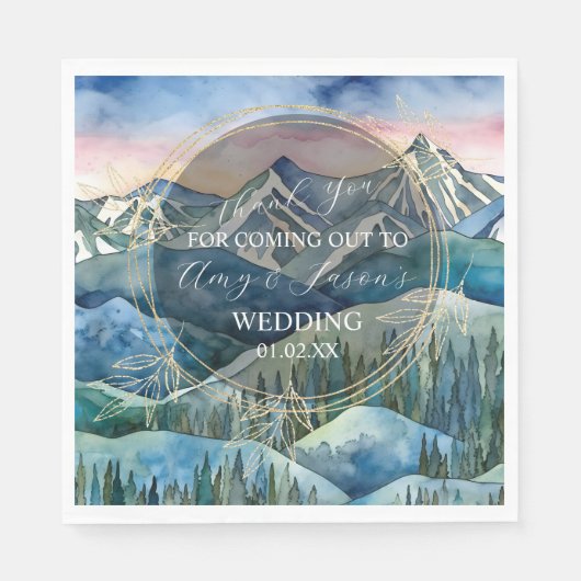 Berg Waterverf Landschap Bestemming Bruiloft B Servet (Voorkant)