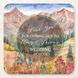 Berg Waterverf Landschap Bestemming Bruiloft C Kartonnen Onderzetters