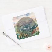 Berg Waterverf Landschap Bestemming Bruiloft Vierkante Sticker (Envelop)