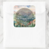 Berg Waterverf Landschap Bestemming Bruiloft Vierkante Sticker (Tas)
