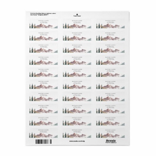 Berg Waterverf rustieke buiten bruiloft Etiket (Full Sheet)