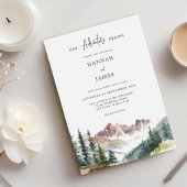 Berg Waterverf rustieke buiten bruiloft Kaart