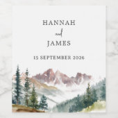 Berg Waterverf rustieke buiten bruiloft Wijn Etiket (Enkel label)