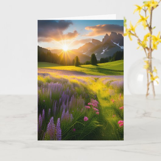 Berg Wildbloemen voor verjaardag Kaart (Gele Bloem)