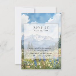 Berg Wilde Bloem Bloemrijke Weide Bruiloft RSVP Kaartje