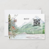 Berg Wilde Bloem | QR Code Huwelijks RSVP Kaartje (Voorkant)