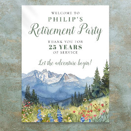 Berg Wilde Bloemen Pensioenfeest Welkomstbord Poster