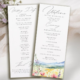 Berg Wilde Bloemen Weide Modern Huwelijksprogramma