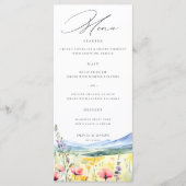 Berg Wilde Bloemen Weide Moderne Bloemige Trouwdag Menu (Voorkant)
