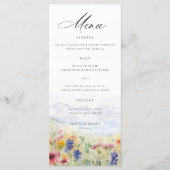 Berg Wilde Bloemen Weiland Whimsical Huwelijk Menu (Voorkant)