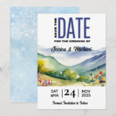 Berg & Wildflower rustiek Save The Date (Voorkant / Achterkant)