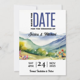 Berg & Wildflower rustiek Save The Date