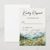 Berg & Wildflower Waterverf RSVP Kaartje (Voorkant / Achterkant)