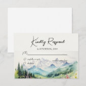 Berg & Wildflower Waterverf RSVP Kaartje (Voorkant / Achterkant)