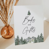 Berg Winter Baby Shower Boeken en Cadeaus Reclamebord Met Voetstuk